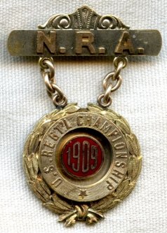 1909 National Rifle Association NRA Regimental Championship Medal in 10K of Capt PJ Hamrock, Winner