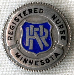 Nice Old 1910's - 1920's #'d Minnesota Registered Nurse Lapel Pin