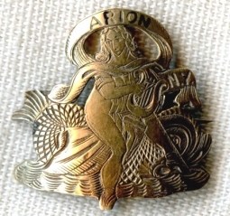 Lovely 1860s Hand-Engraved 14K Gold Member Lapel Badge for Once Exclusive Arion Society, New York