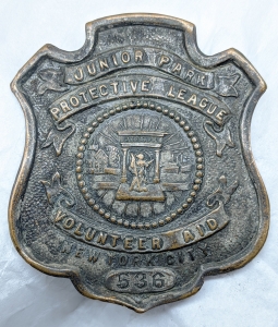 Ca 1936 New York City Junior Pork Protective League Volunteer Aid Badge