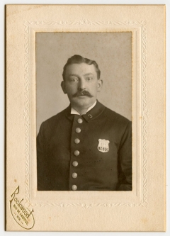 Nice Circa 1900 New York City Police Officer Cabinet Card Photo Showing Badge #1480
