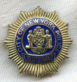 Beautifully Made Miniature 1930s New York City Police Lieutenant Badge