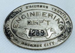 Rare Ca 1900 New York City Rapid Transit Railroad Commissioners Engineering Dep't Badge #289