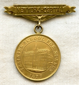 Gorgeous 1912 New York Hospital Training School for Nurses 14K Graduation Badge