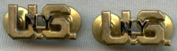 Pair 1930's New York National Guard (NYNG) Officer Collar Brass by Meyer