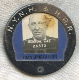 1930s-WWII New York, New Haven & Hartford (NYNH&H) Railroad Employee Photo ID Badge