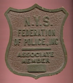 1980s New York State Federation of Police Member Bronze Auto Plaque