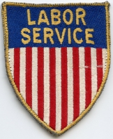 Scarce WWII Occupation Period US Labor Corps 'Labor Service' Bevo Shoulder Patch