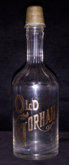 1880s-90s Old Gorham Whiskey Cut Glass & Gold Leaf Barback Bottle with Original Cap