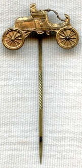 Ca. 1900 Olds Motor Works Horseless Carriage Stick Pin. Oldsmobile Runabout by Whitehead & Hoag, NJ
