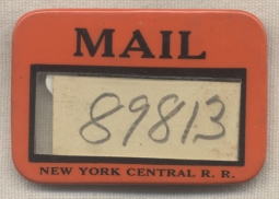 Vintage 1930s New York Central Railroad Mail Service Celluloid Badge