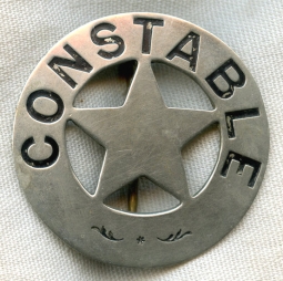 Great 1870s - 1880s Old West Constable Circle Star Badge with "The Look"