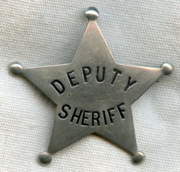 Great Circa 1880s - 1890s Old West Deputy Sheriff 5 Point Star Badge