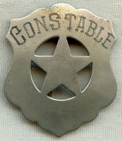 Wonderful Old West 1880's Hand Engraved Constable Circle Star Cut Out Shield "Stock" Badge