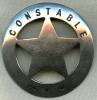 Wonderful, Large & Iconic Old West Ca 1880's-90's Constable Circle Star Badge