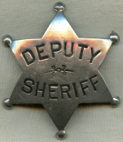 Great 1890's Old West Deputy Sheriff Stock 6 pt Star Badge