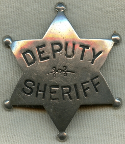 Great 1890's Old West Deputy Sheriff Stock 6 pt Star Badge
