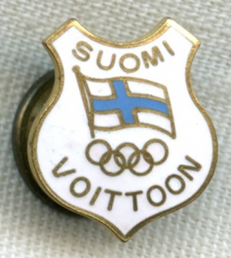 Rare Enameled Lapel Badge for the Cancelled 1940 Summer Olympic Games at Helsinki, Finland