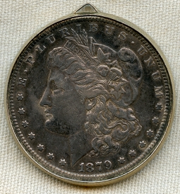 1879 O Morgan Dollar in Medallion Frame for Wear on Necklace