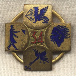 Very Rare 1930s French Air Force 34th Combat Group Badge