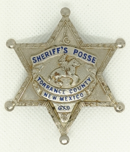 Great Old 1930's - 40's Torrance Co. New Mexico Sheriff's Posse Badge by LA. Stamp & Stat.