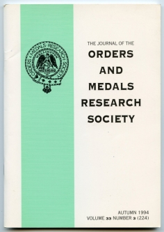 The Journal of the Orders and Medals Research Society Vol. 33 No. 3 Autumn 1994