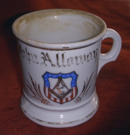 Late 19th Century Order of United American Mechanics (OUAM) Member Shaving Mug
