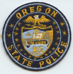 Early 1980s Oregon State Police Patch Embroidered on Wool