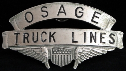 1940's - 1950's Osage Truck Lines Driver Hat Badge