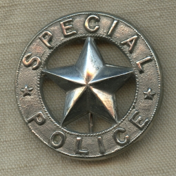 Beautiful 1890's Old West Special Police  circle Star Badge.