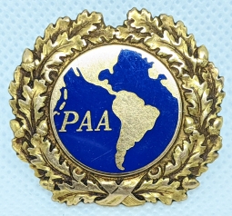 Beautiful Ca 1940 PAA Pan American Airways #'d Pilot Hat Badge issued to Edward H. Mullen
