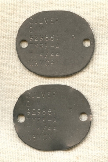 Pair WWII US Marine Corps Reserve Dog Tags for Charles Melvin (C.M.) Culver