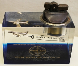 1960's Pan Am Airways Table Lighter Presented to Bahamas Parliamentary Leader Donald E. d'Albenas