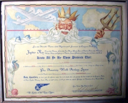 1949 Pan Am Airways (PAA) Equator Crossing Certificate Signed by Stan Doepke, Veteran Pilot