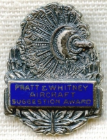 Sterling Korean War Era, Early 1950's, Pratt & Whitney Aircraft "Suggestion Award" Lapel Pin
