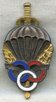 1950s French Army Parachutist Pre-Military Brevet School Badge by Arthus Bertrand