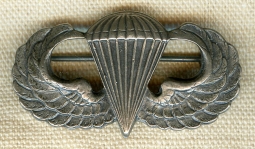 Scarce ORBER Made WWII US Army Paratrooper Badge Later Type