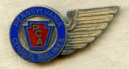 Rare, 1st Issue Penn Central Airlines Stewardess Wing/Hat Badge.