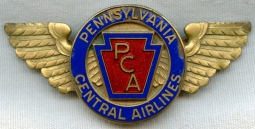 1930s Pennsylvania Central Airlines (PCA) Pilot Hat Badge 1st Issue