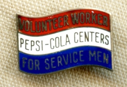 Rare WWII Vol Workers Pepsi-Cola Centers for Service Men Lapel Pin
