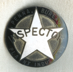 Beautiful & Rare 1st Issue Ca 1920 Pennsylvania Bureau of Plant Industry Badge Small Size