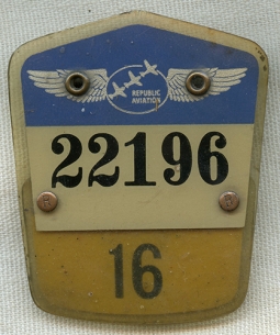Cool ca 1950 - 1954 Republic Aviation Employee Badge F-105 Development Era