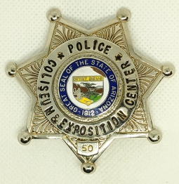 1960's - 70's Phoenix AZ Coliseum Expo Center Police Badge #50