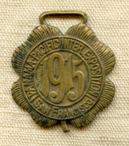1915 Pan-Pacific International Expo Brass Shamrock Watch Fob