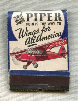 Wonderful 1930s Piper Cub Advertising Match Book with Great Graphics