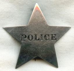 Wonderful 1880s-1890s Old West Police 5-Point Star Badge with Great Patina