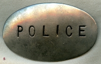 Simple, Old, Ca. 1890's Police Oval "Stock" Badge, Likely Used in New England