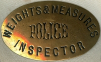Large Ca. 1900's - 10's Massachusetts State Police Weights & Measures Inspector Hat Badge by Robbins