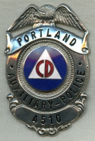 Beautiful Ca Korean War Portland, Oregon Civil Defense Auxiliary Police Badge in Excellent Condition