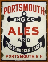 Wonderful Graphic Pre-Prohibition Adv. Sign for the Portsmouth Brewing Co. in Enameled Steel